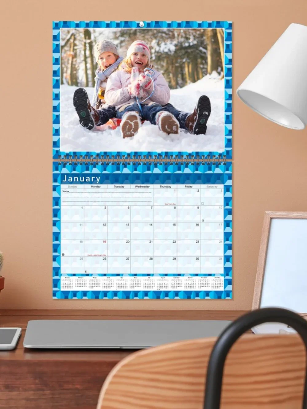 Personalized Custom 2027 Wall Calendar Spiral-bound - 12 Months. 11 x 8in. #03